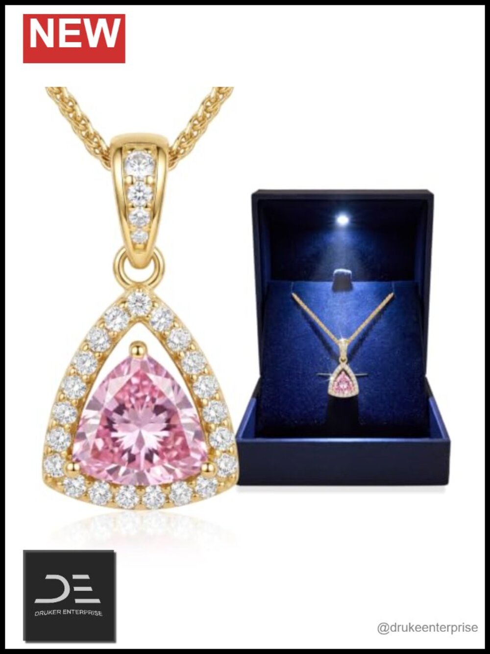Gold Plated 925 Sterling Silver Pendant Necklace with LED Gift Box
